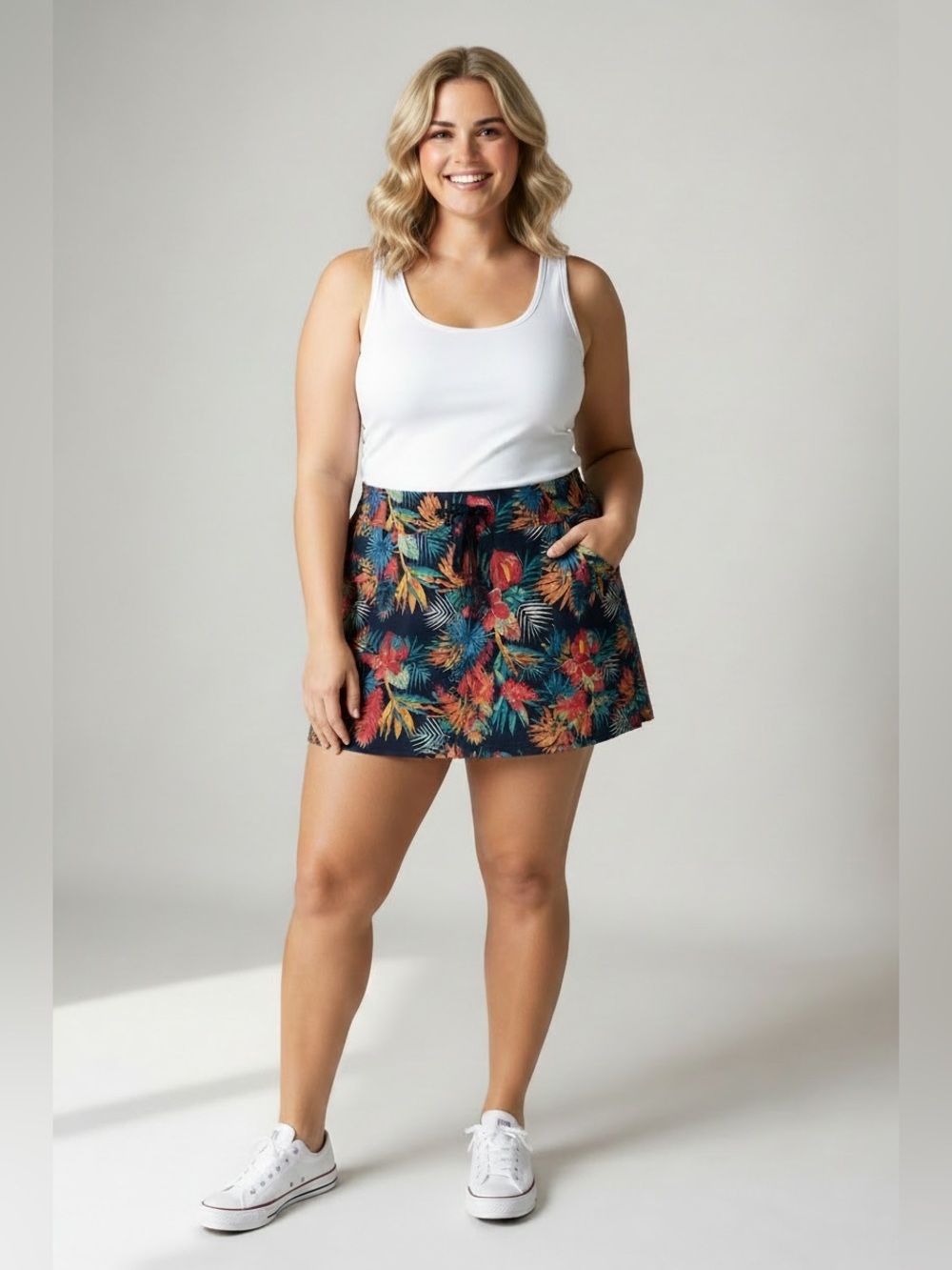 Speedo Women’s Tropical Swim Skort Built-In Shorts Pockets XL